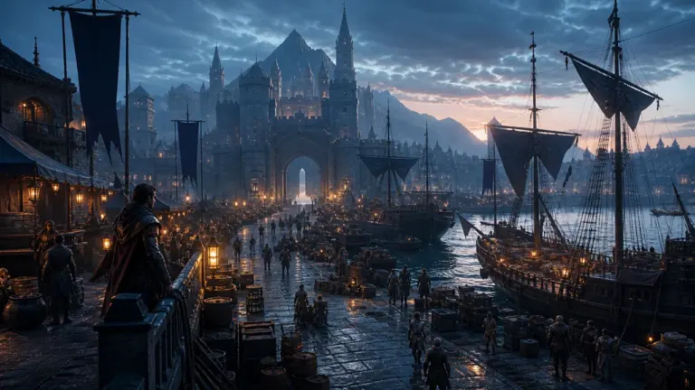 Oryginalna ilustracja świata fantasy MMORPG do poradnika wyboru serwera
